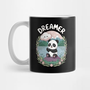 Dreamer Cute Panda and Cloud Balloon Kids Design Mug